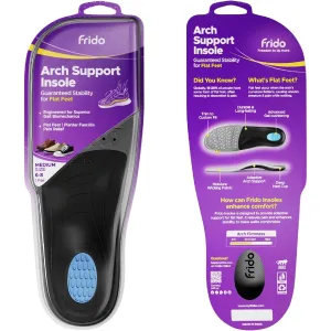 Frido Rigid Arch Support Shoe Insole for Flat Feet, For Feet Pain Plantar Fasciitis & Heel Spurs, Trimmable Orthotic Shoe Inserts For Proper Foot Alignment, Medium 39 to 42 EU (Pack of 1)