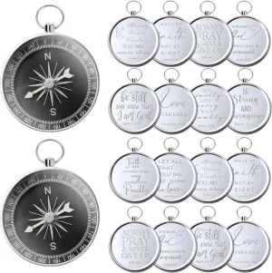 Fumete Christian Gifts Compasses Hiking Scripture Gifts Bible Vintage Compass Mother's Day Church Gifts Father 's Day Gift Religious Graduate Gift(Silver, 50 Pcs)