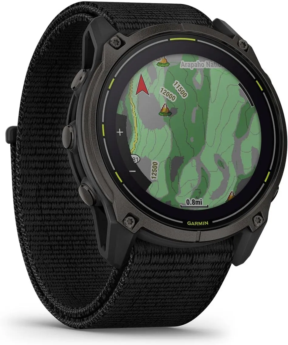 Garmin Enduro 3 Ultraperformance GPS Smartwatch Gift Box Bundle - Solar Charging, Built-in LED Flashlight with UltraFit Nylon Band, PlayBetter Portable Charger, HD Screen Protectors, Adapter, Case