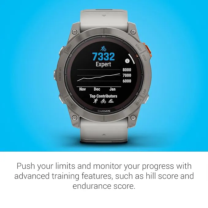 Garmin fenix 7X Pro Sapphire Solar Built-in Flashlight Solar Charging Capability Fog Gray/Ember Orange Multisport GPS Smartwatch - 010-02778-14