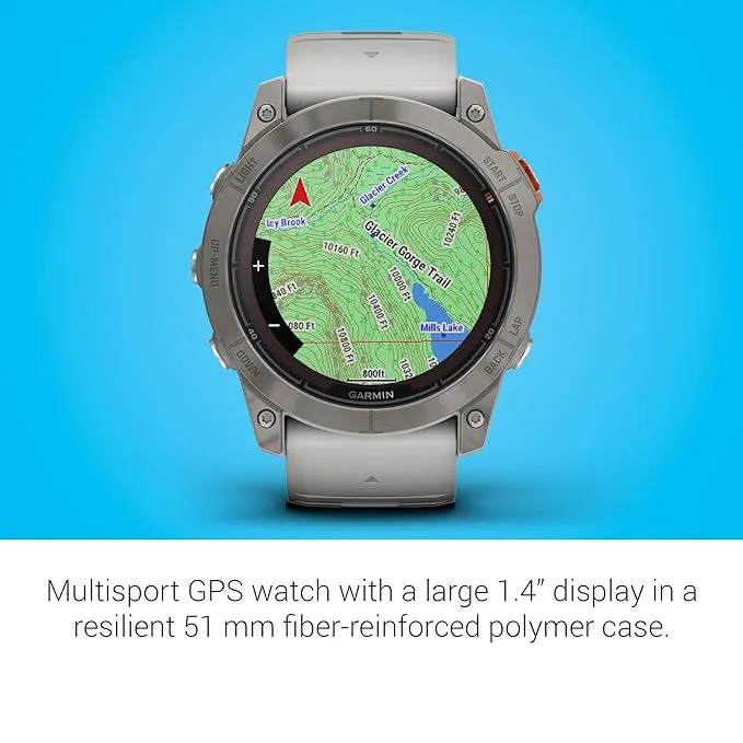 Garmin fenix 7X Pro Sapphire Solar Built-in Flashlight Solar Charging Capability Fog Gray/Ember Orange Multisport GPS Smartwatch - 010-02778-14