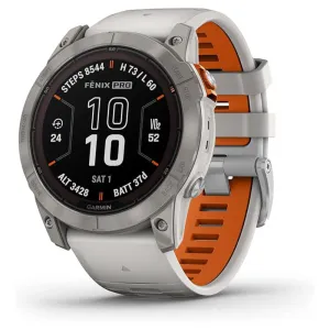 Garmin fenix 7X Pro Sapphire Solar Built-in Flashlight Solar Charging Capability Fog Gray/Ember Orange Multisport GPS Smartwatch - 010-02778-14