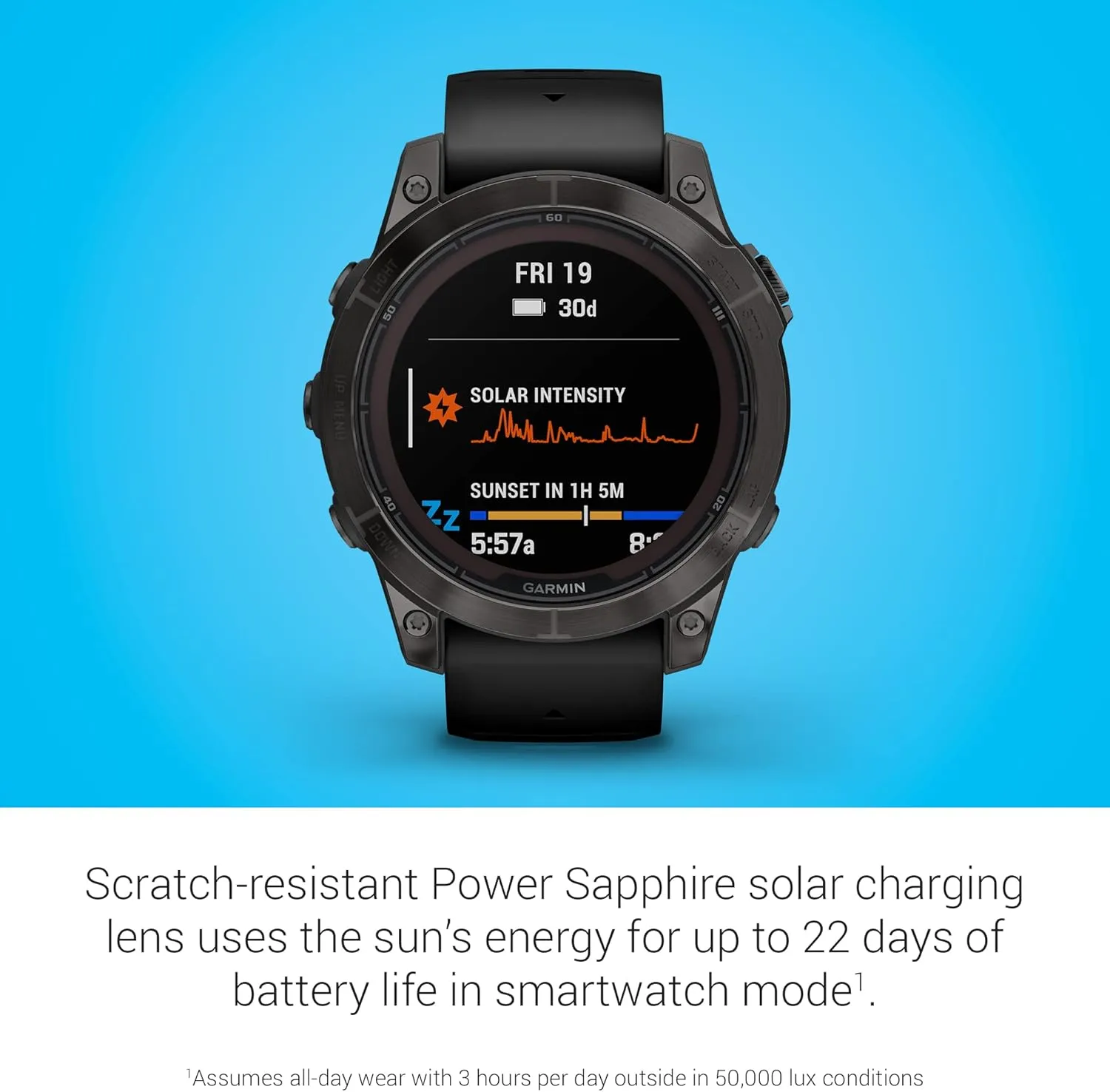 Garmin fēnix 7 Pro Sapphire Solar, Multisport GPS Smartwatch, Built-in Flashlight, Solar Charging Capability, Black