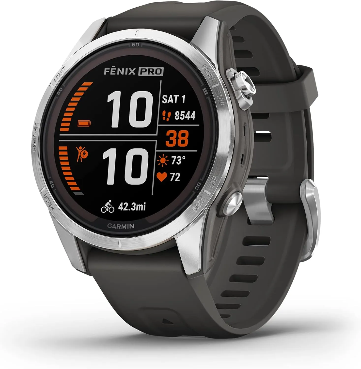 Garmin fēnix 7S Pro Solar, Multisport GPS Smartwatch, Built-in Flashlight, Solar Charging Capability, Graphite