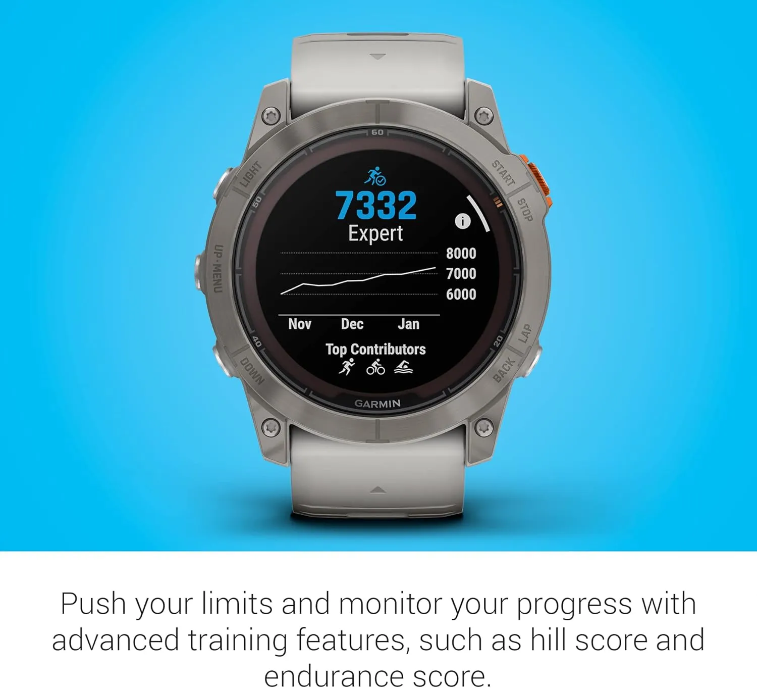 Garmin fēnix 7X Pro Sapphire Solar, Multisport GPS Smartwatch, Built-in Flashlight, Solar Charging Capability, Fog Gray/Ember Orange