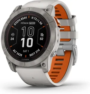 Garmin fēnix 7X Pro Sapphire Solar, Multisport GPS Smartwatch, Built-in Flashlight, Solar Charging Capability, Fog Gray/Ember Orange