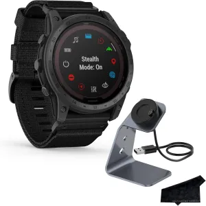 Garmin tactix 7 Pro Ballistics Edition Rugged Tactical GPS Touchscreen Smartwatch, Black/Nylon Band | Solar Charging, Military Standard, Up to 28 Day Battery Life with Signature Series Charging Bundle