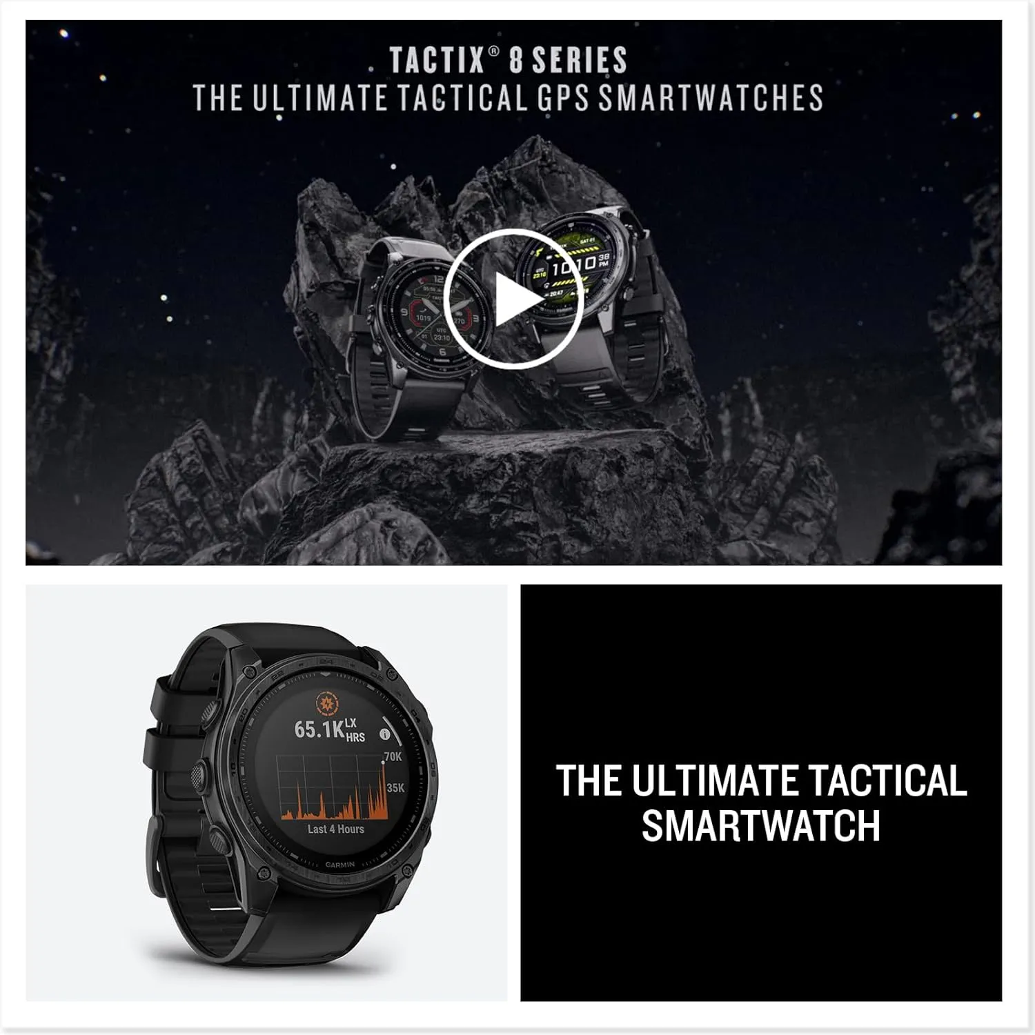 Garmin tactix® 8 51mm, Solar Charged Display, Premium Tactical GPS Smartwatch, Includes Applied Ballistics Ultralight™ Solver