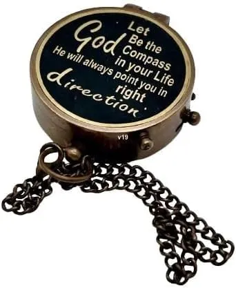 Generic V19 Brass Compass Thoreau's Go Confidently Quote Inspirational Gift Directional Magnetic Compass for Navigation Pocket Compass for Camping Hiking Touring, Golden & Black