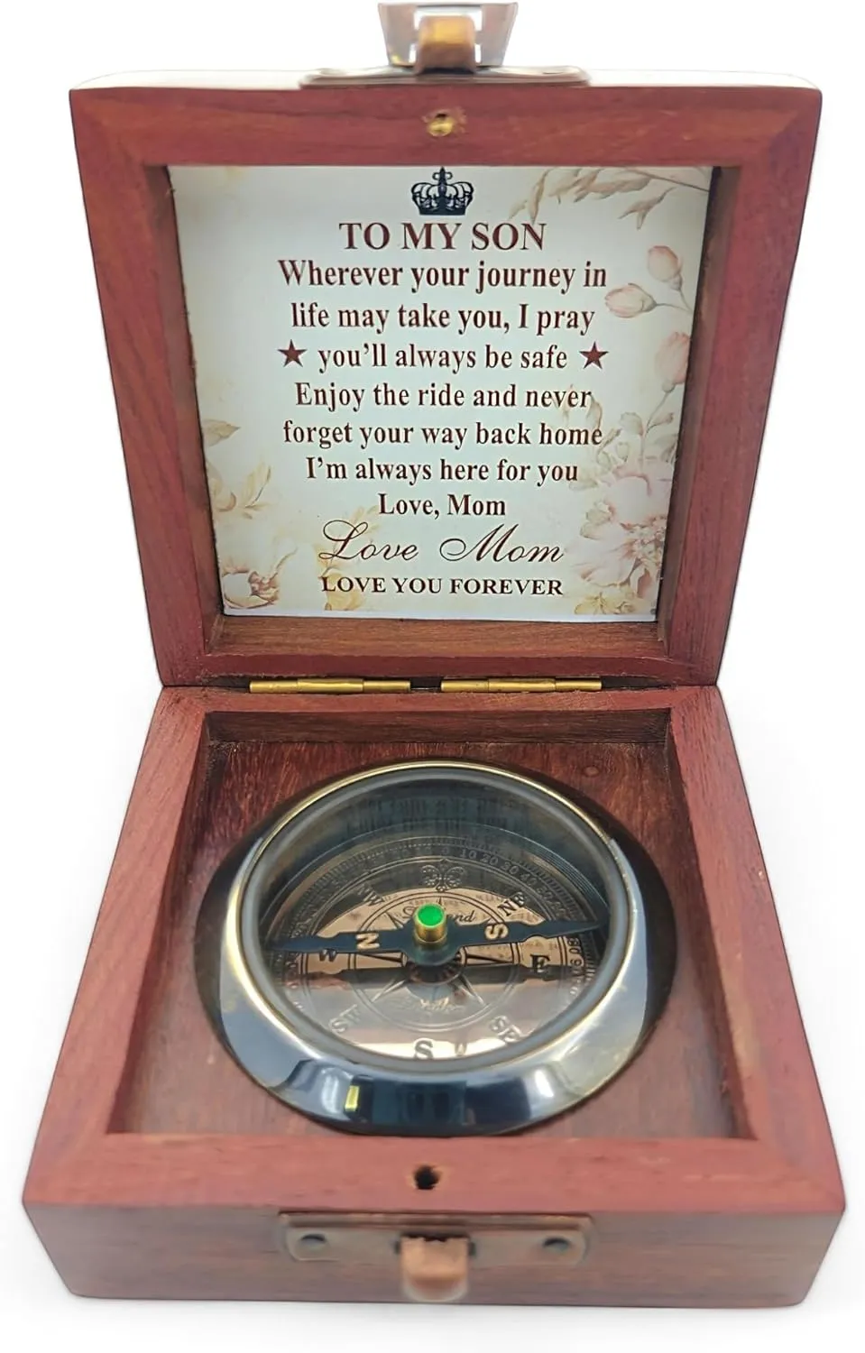 Gift for Son from Mom Dad | Grandson Brass Compass Engraved Quote | Memory Present to My Grandson Birthday, Baptism, Graduation, Confirmation, Love, Gift idea by Grandpa Grandma Nanny | Mom to Son