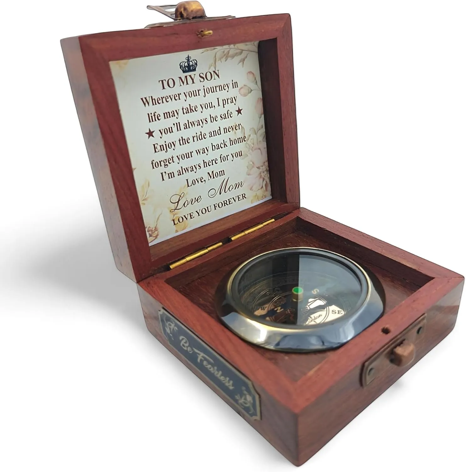 Gift for Son from Mom Dad | Grandson Brass Compass Engraved Quote | Memory Present to My Grandson Birthday, Baptism, Graduation, Confirmation, Love, Gift idea by Grandpa Grandma Nanny | Mom to Son