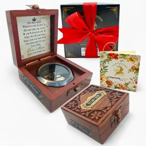 Gift for Son from Mom Dad | Grandson Brass Compass Engraved Quote | Memory Present to My Grandson Birthday, Baptism, Graduation, Confirmation, Love, Gift idea by Grandpa Grandma Nanny | Mom to Son