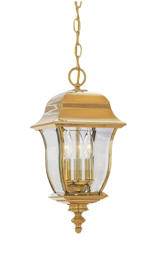 Gladiator Three Light Hanging Lantern in Polished Brass