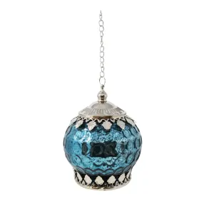 Glass Led Lantern - Blue