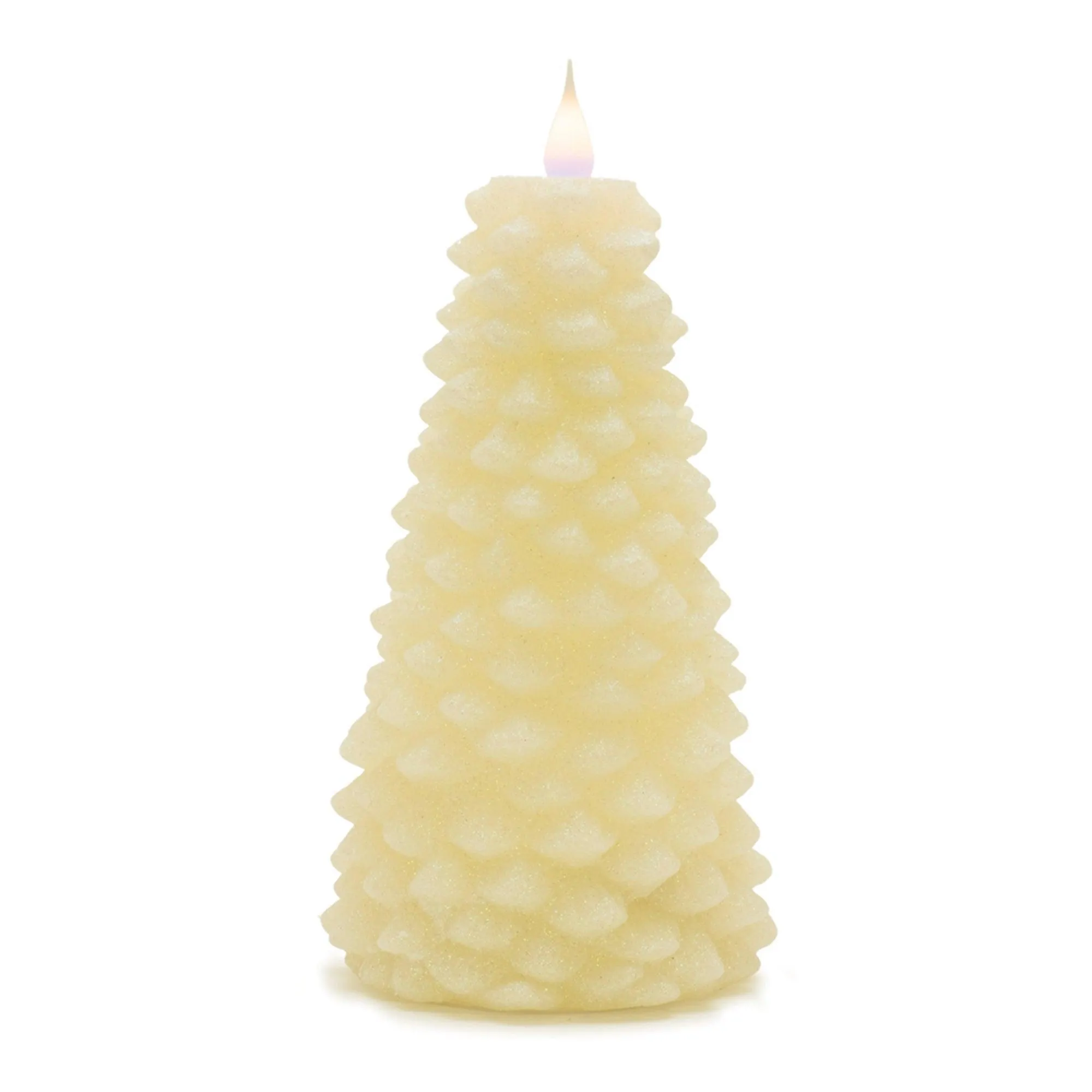 Glittered Pine Tree Candle 8"H