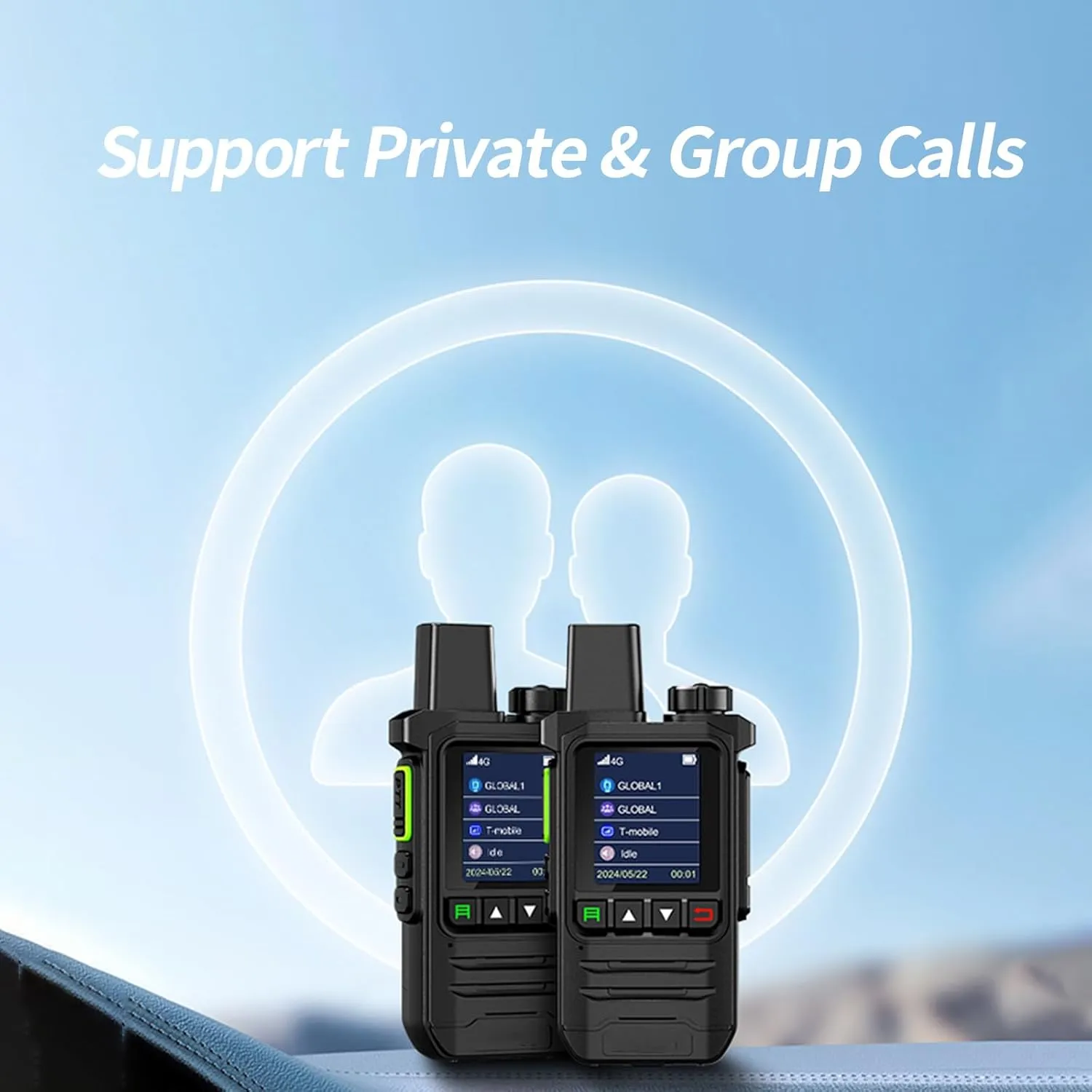 Global Walkie Talkies Unlimited Range 4G PTT Radios Nationwide Handhold Long Distance Two Way Radio Portable Radios with Flashlight for Family and Work Teams(2 Pack with SIM)