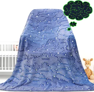 Glow in The Dark Constellation Blanket - Soft Astronomy Constellations, Space, Solar System, Star Lovers Blanket Gifts for Men, Women, Teen, Boys, Girls