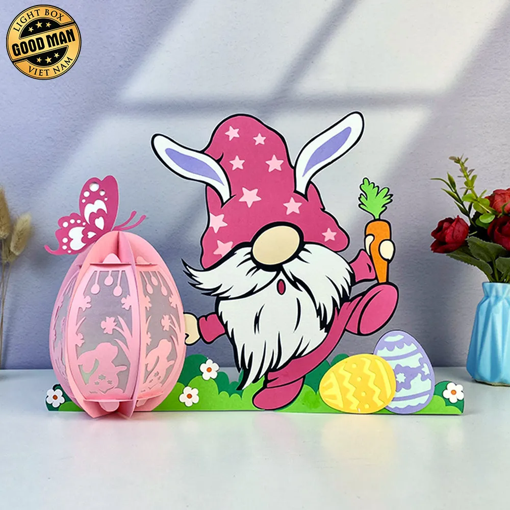 Gnome Easter - Easter Gnome 3D Lantern File - Cricut File 1 - LightBoxGoodMan