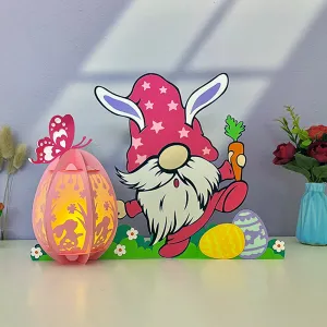 Gnome Easter - Easter Gnome 3D Lantern File - Cricut File 1 - LightBoxGoodMan