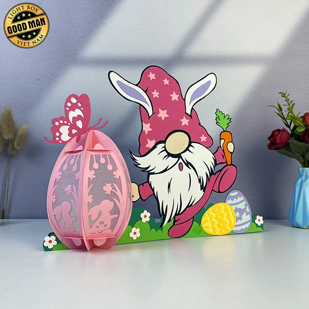 Gnome Easter - Easter Gnome 3D Lantern File - Cricut File 1 - LightBoxGoodMan