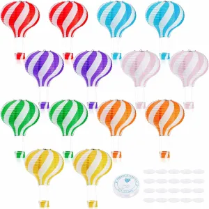 Goaste 14 Pack Hanging Hot Air Balloon, 12 Inch Colorful Paper Lanterns Set, Reusable Party Ball Lamps for Wedding, Birthday, Engagement, Christmas, Classroom Decoration, Assorted Colors