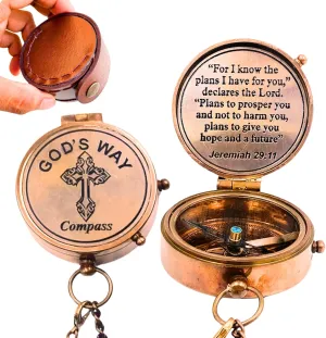 God's Way Compass - Baptism & Graduation Gifts for Boys & Men, Catholic & Inspirational Gifts