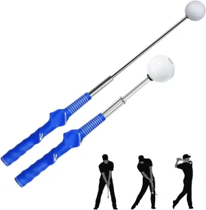 Golf Swing Trainer Telescopic Swing Aid Warm Up for Tempo Grip Strength Right Hand Golf Training Suit for Indoor Outdoor Practice Chipping Hitting Golf Accessories (Blue)