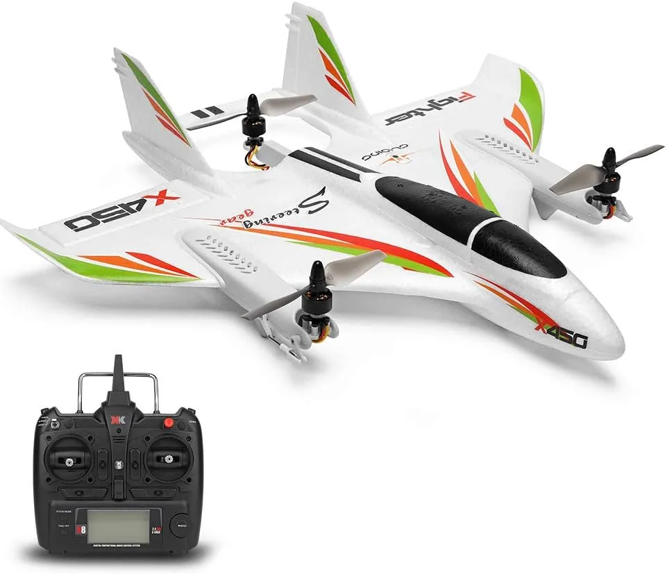 GoolRC WLtoys XK X450 RC Airplane, 2.4G 6CH Glider Fixed Wing Aircraft, 3 Flight Models Brushless Helicopter Vertical Takeoff Landing RTF for Adults