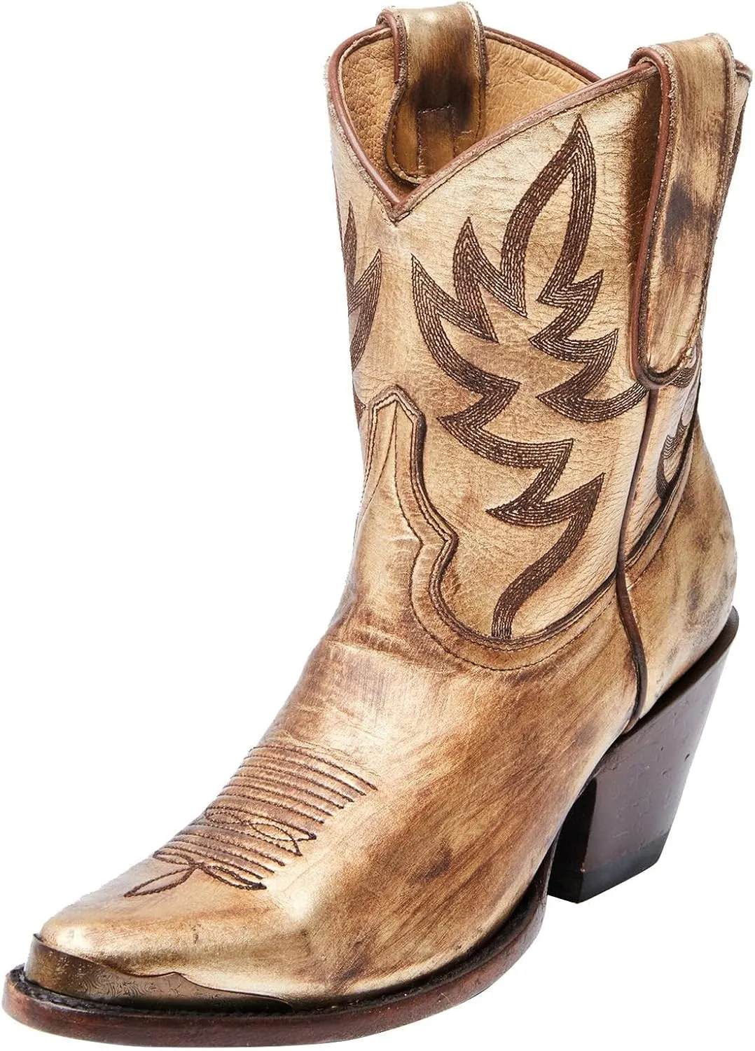 GORBINETI Women's Ankle Cowgirl Boots Pull on Suede Cowboy Boots Chunky Block Heel Western Boots Mid Calf Sky Blue Cowboy Boots US 5-14