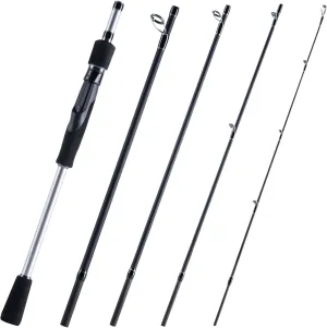 Goture Portable Travel Spinning Fishing Rod - 5/6 Sections Adjustable Rods with Case - Lightweight 24T Carbon Fiber Fishing Rods for Trout Bass Walleye Pike Saltwater Freshwater, Black