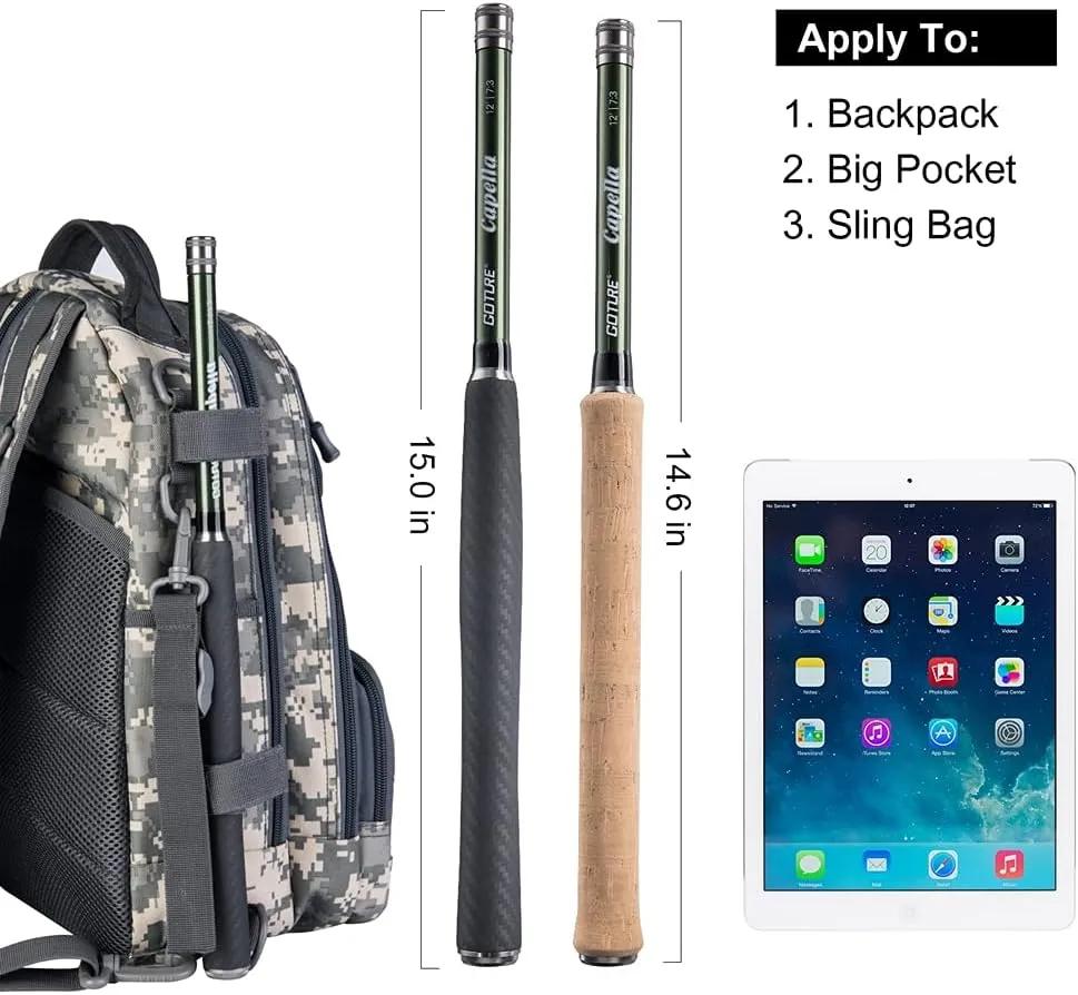 Goture Tenkara Rod Kit 12FT/3.6M Fishing Rod and Combo Tenkara Starter Rod Kit with Carry Case Telescopic Fly Fishing Rod for Streams, Trout, Bass, Crappie, Salmon 11ft/12ft/13ft