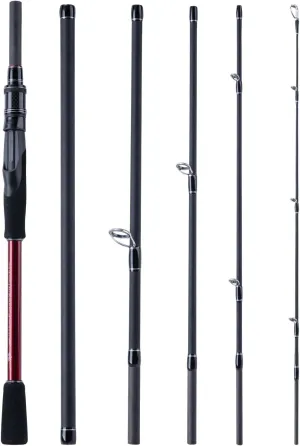 Goture Travel Fishing Rod - Spinning Fishing Rods - Portable 5/6 Sections Adjustable-Length Lightweight 24T Carbon Fiber Fishing Rods for Saltwater Freshwater Trout Bass Walleye Pike, Red