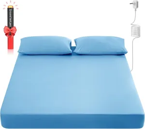 Grounding Fitted Sheets 10% Pure Silver Fiber 90% Cotton, Grounded Sheet Earth Connected Bedding for Ground Your Body Gain More Energy, (California King - 73"x 84"x 15" Blue), Grounding Cord Included