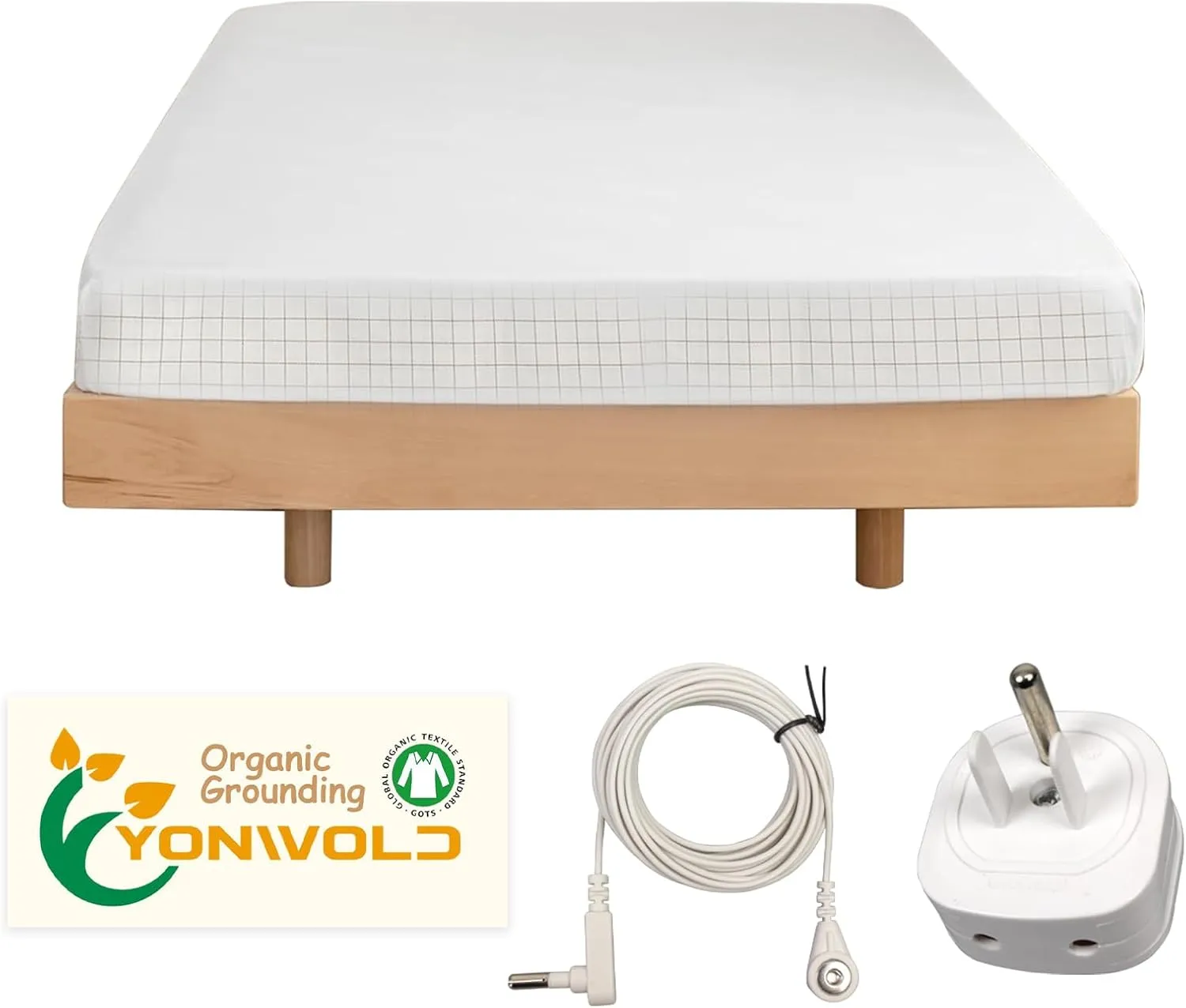 Grounding Sheet King Size，10% Pure Silver Fiber 400 Thread Count Organic Cotton，Soft Earth Grounding Bed Fitted Sheets with Grounding Cord  US Safe Adapter (King - 76"x 80"x13")