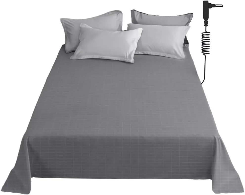 Grounding Sheet, Twin XL Size Grounding Flat Sheet with 5% Silver Fiber Grounded Bed Sheet Earth Product for Improved Sleep & Pain Relief (Twin XL - 39"*80" Gray)