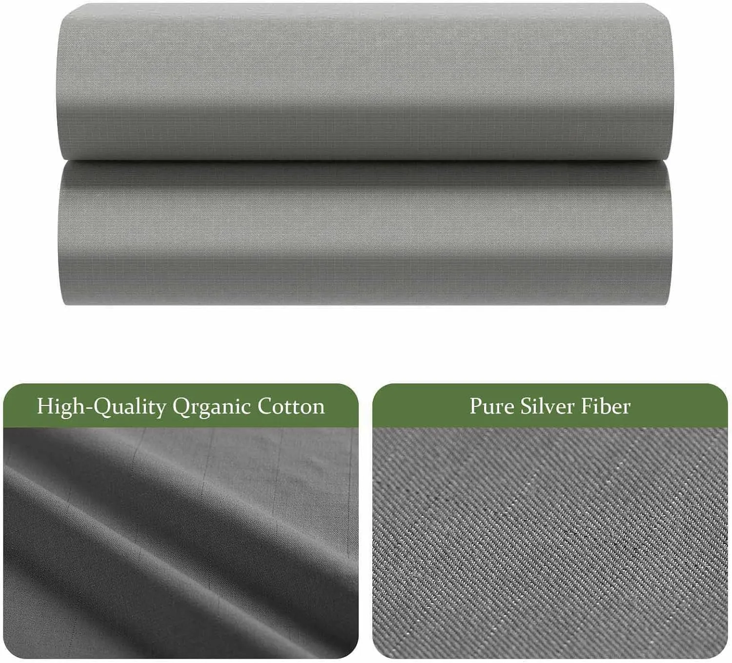 Grounding Sheets Queen Size, 10% Pure Silver Fiber   90% Organic Cotton, Grounded Sheet Earth Connected Bedding Fitted Earth Sheets with Grounding Cord (Deep Gray, Queen)
