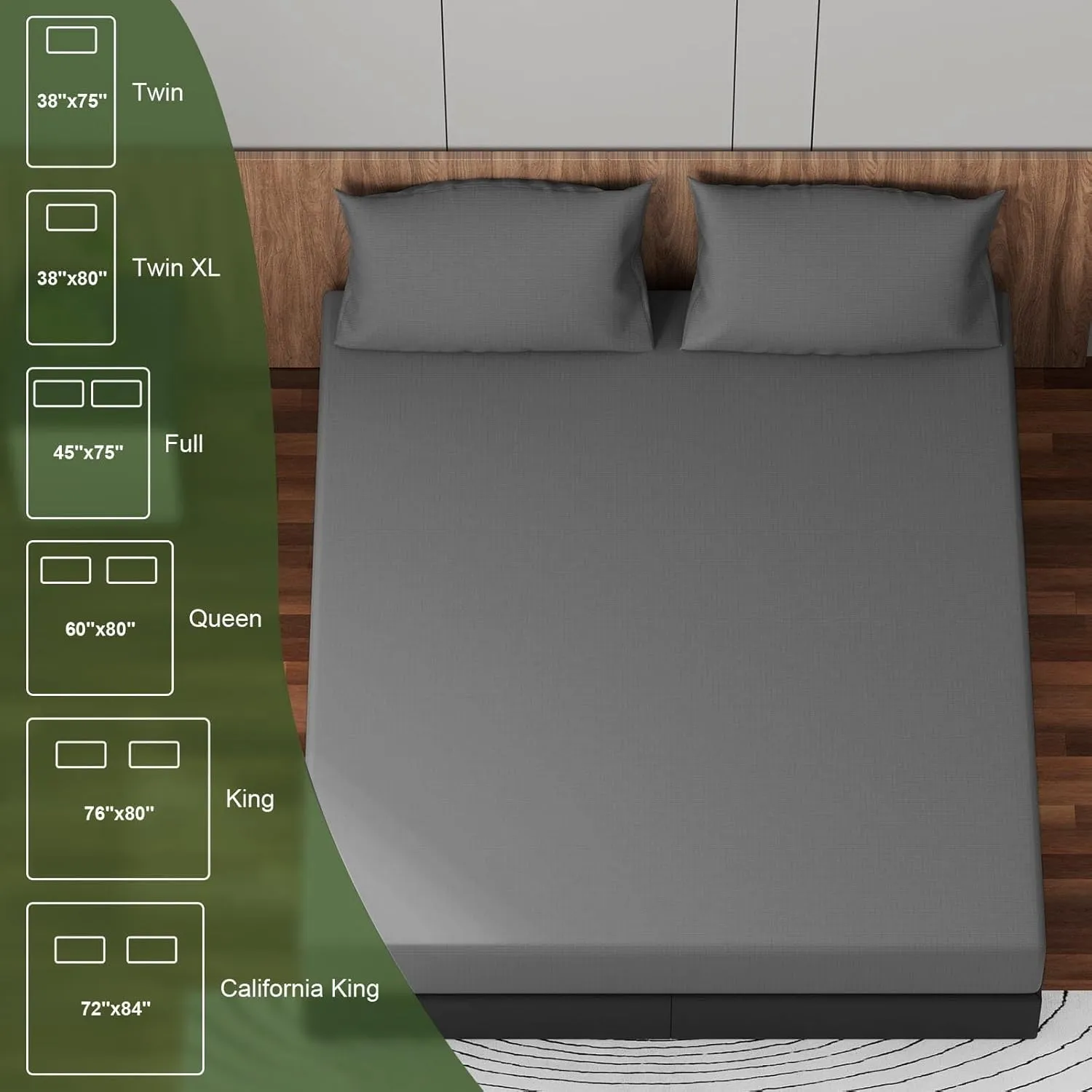 Grounding Sheets Queen Size, 10% Pure Silver Fiber   90% Organic Cotton, Grounded Sheet Earth Connected Bedding Fitted Earth Sheets with Grounding Cord (Deep Gray, Queen)