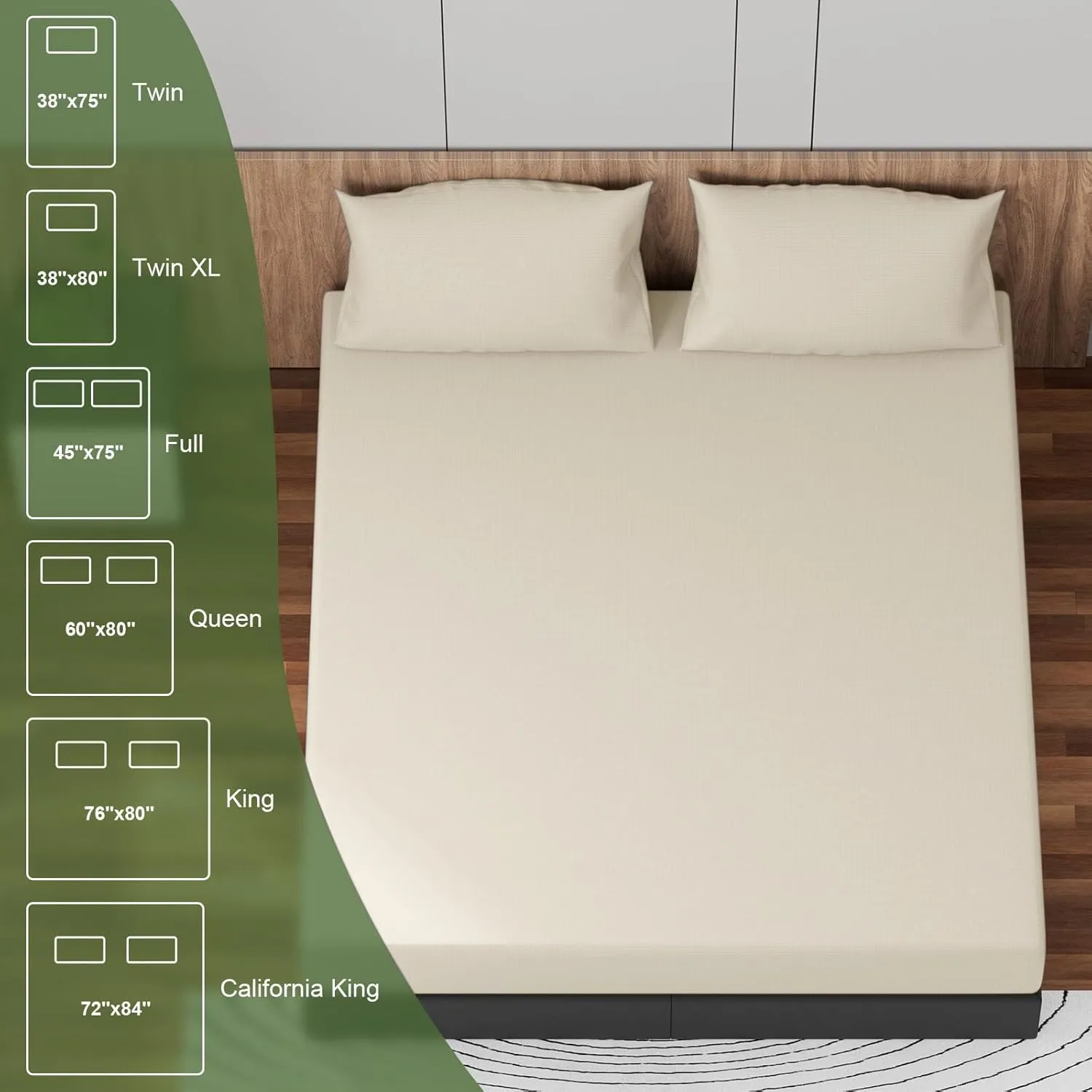 Grounding Sheets Queen Size, 10% Pure Silver Fiber   90% Organic Cotton, Grounded Sheet Earth Connected Bedding Fitted Earth Sheets with Grounding Cord (White, Queen)