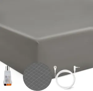 Grounding Sheets with 15% Silver Fiber and Organic Cotton - Grounded Sheet Earth Connected Bedding (Gray, Queen)