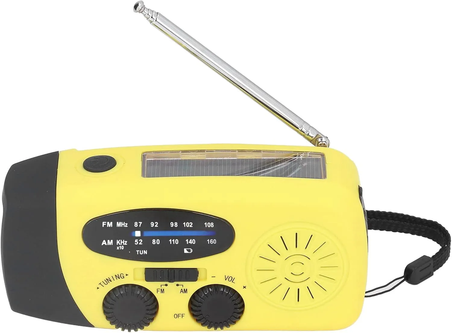 Hand Crank Solar Radio Multifunctional Emergency Radio LED Flashlight for Outdoor Camping ABS Material 12.8 x 6 x 4.5 cm (European Model)