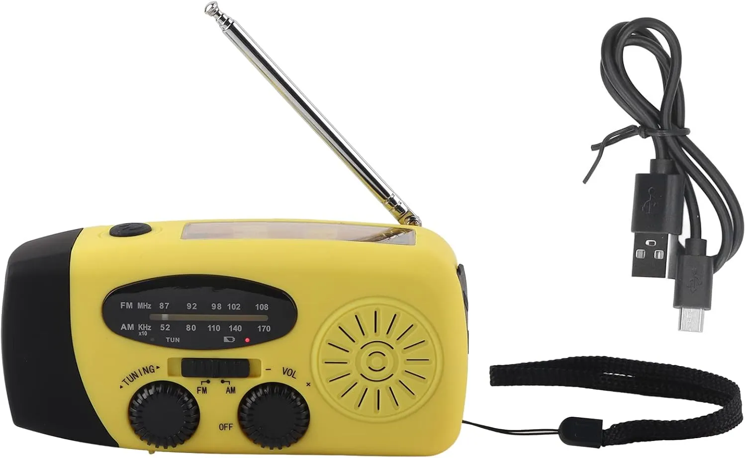 Hand Crank Solar Radio Multifunctional Emergency Radio LED Flashlight for Outdoor Camping ABS Material 12.8 x 6 x 4.5 cm (European Model)
