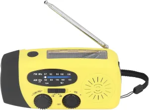 Hand Crank Solar Radio Multifunctional Emergency Radio LED Flashlight for Outdoor Camping ABS Material 12.8 x 6 x 4.5 cm (European Model)