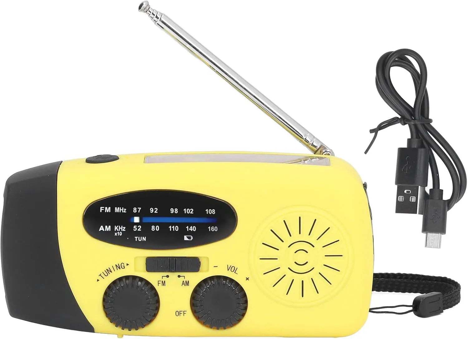 Hand Crank Solar Radio Multifunctional Emergency Radio LED Flashlight for Outdoor Camping ABS Material 12.8 x 6 x 4.5 cm (European Model)