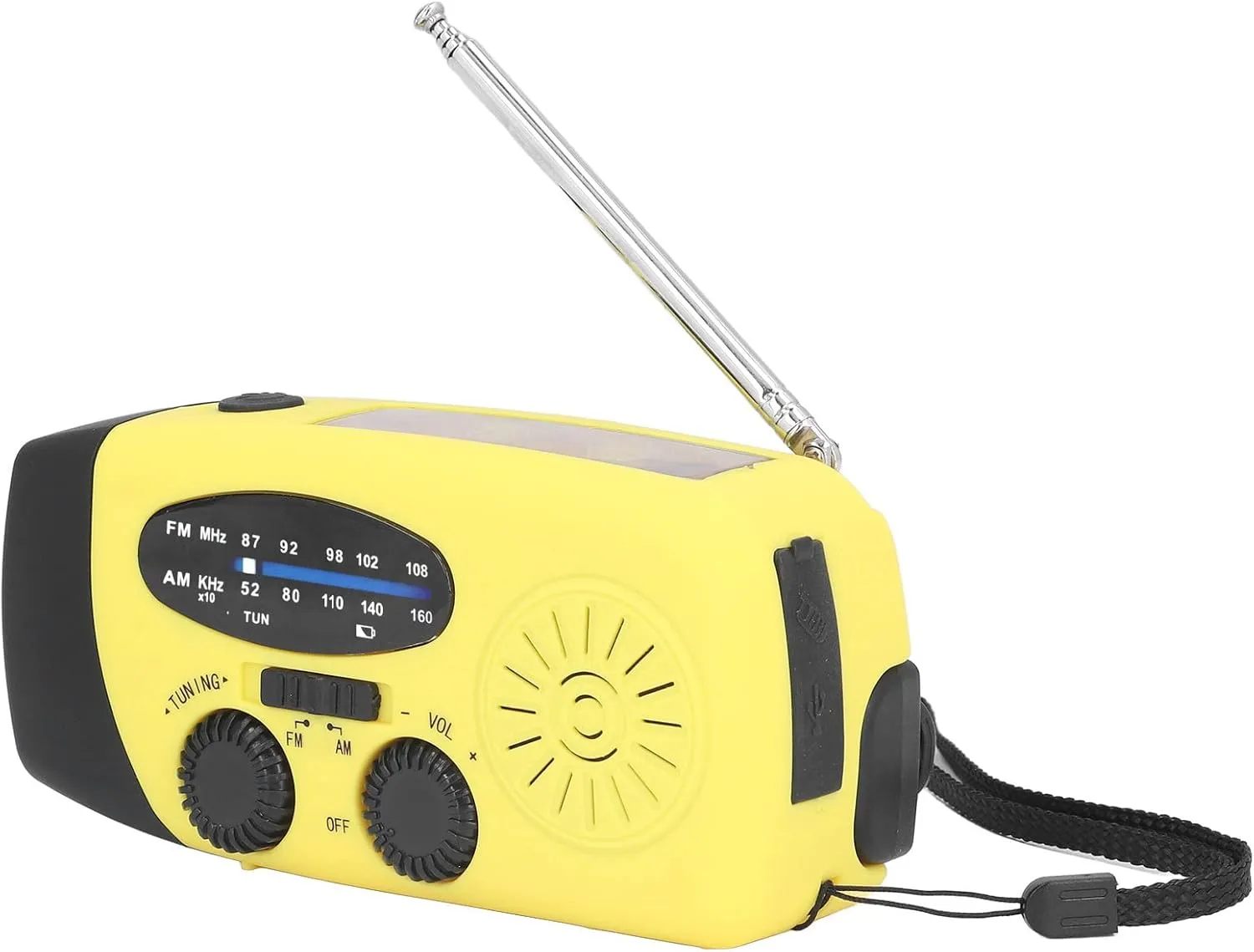 Hand Crank Solar Radio Multifunctional Emergency Radio LED Flashlight for Outdoor Camping ABS Material 12.8 x 6 x 4.5 cm (European Model)