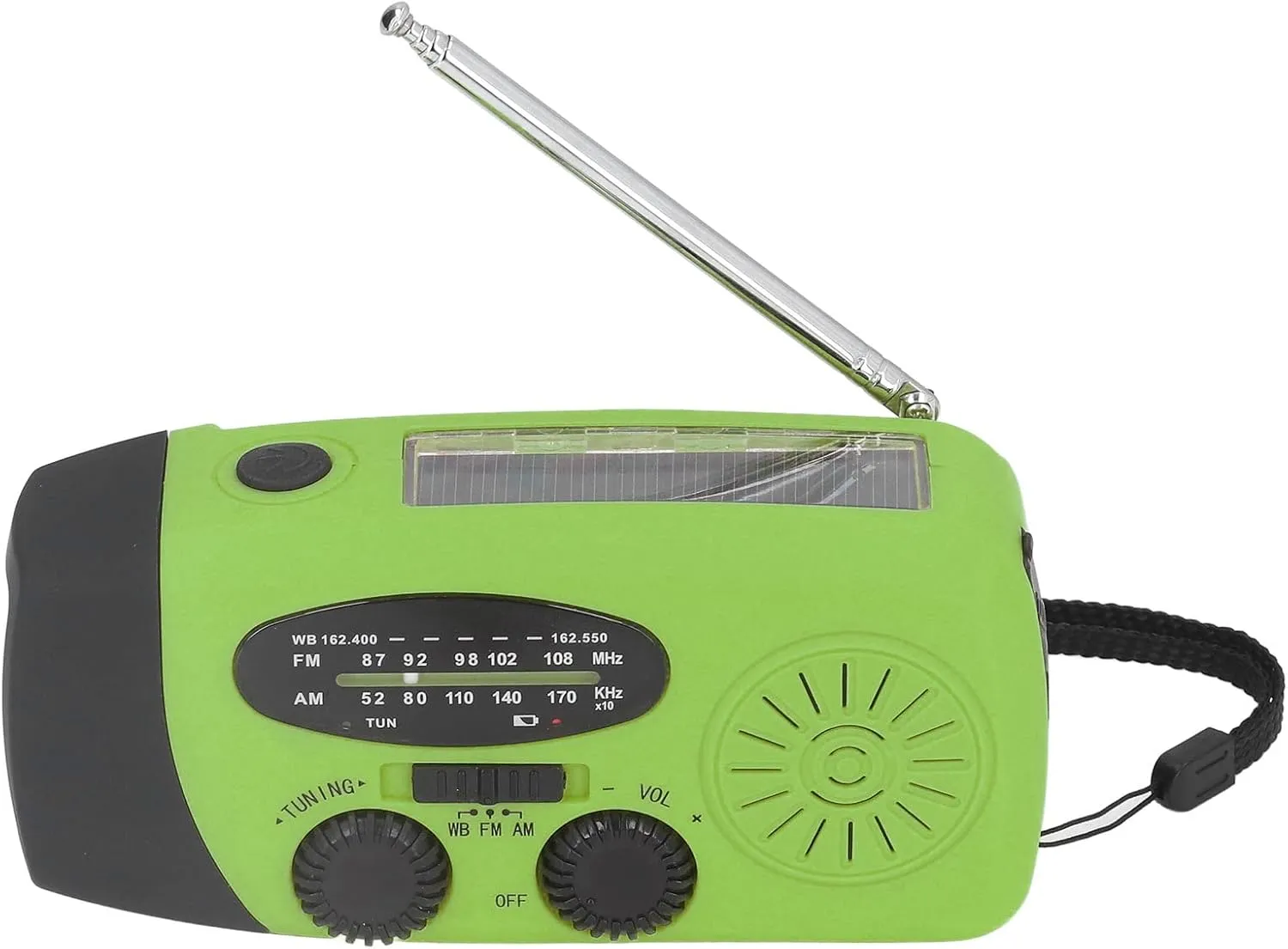 Hand Crank Solar Radio Multifunctional Emergency Radio LED Flashlight for Outdoor Camping ABS Material 12.8 x 6 x 4.5 cm (model)