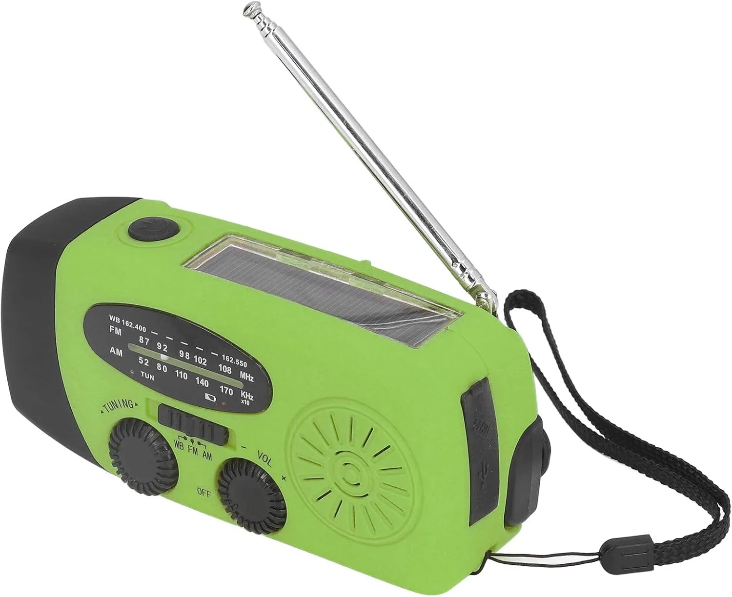 Hand Crank Solar Radio Multifunctional Emergency Radio LED Flashlight for Outdoor Camping ABS Material 12.8 x 6 x 4.5 cm (model)
