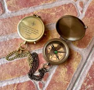 Handcrafted Antique Copper Finish Compass Brass Pocket Navigational Tool Compass for Camping & Hiking Use (Set of 2)