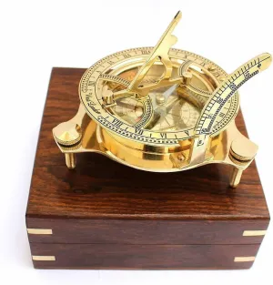 Handmade 4 Inch Vintage Sundial Compass Working Nautical Marine Brass Maritime Item, Gold