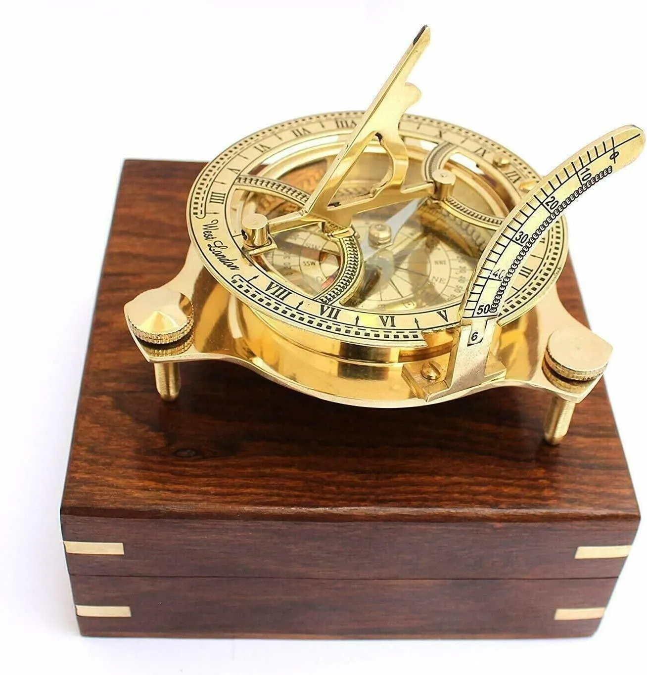 Handmade 4 Inch Vintage Sundial Compass Working Nautical Marine Brass Maritime Item, Gold