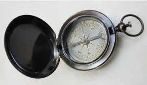 Handmade Push Button Compass Antique Brass Pocket Use Style